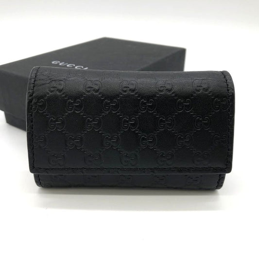 Gucci 150402 Key Case Key Guccissima Leather Black Ladies Men