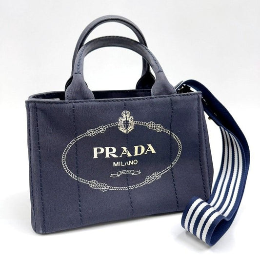 Prada Canapa Tote 2-Way Canvas Navy