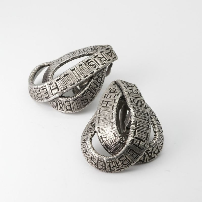 Hermes Earrings Earring Silver Belt Motif Antique Paris