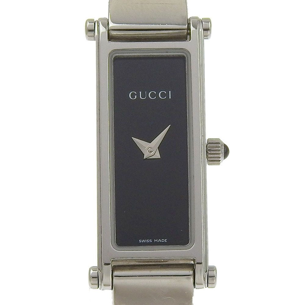 Gucci Stainless Steel Quartz Analog Display Black Dial Watch