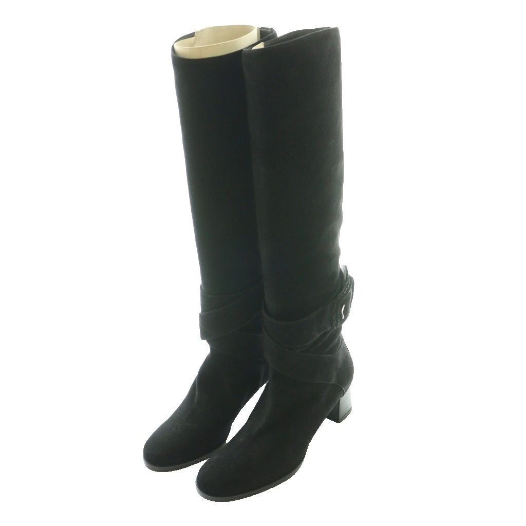Hermes Suede Long Boots 35.5 Black SS OS