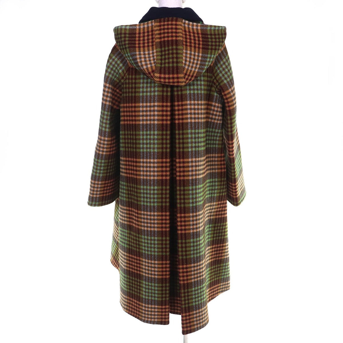 Gucci Checked Pattern Lining GG Horsebit Hooded Long Wool Coat — view 3