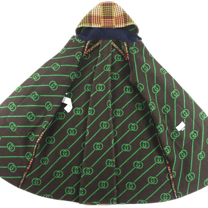 Gucci Checked Pattern Lining GG Horsebit Hooded Long Wool Coat — view 4