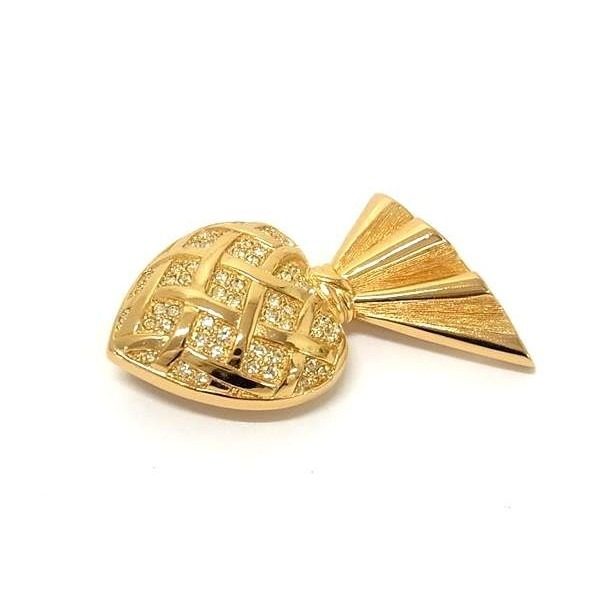 Dior Vintage Line Stone Pin Brooch Pin Badge Gold