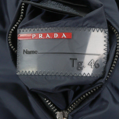 Prada Reversible Zip Up Nylon Jacket with Logo Patch Navy Blue 46 — view 11
