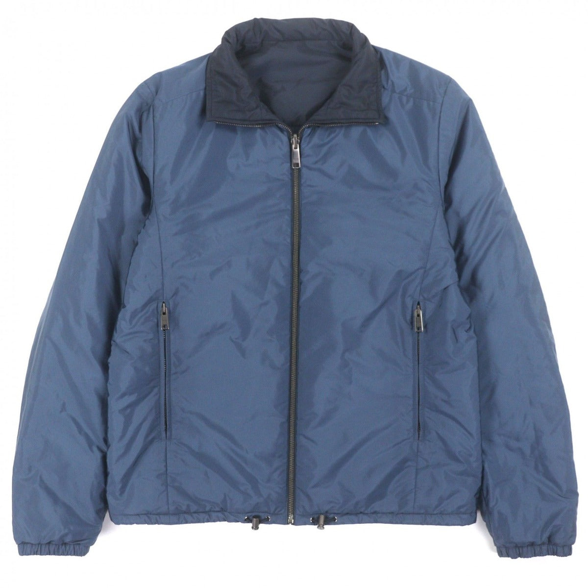 Prada Reversible Zip Up Nylon Jacket with Logo Patch Navy Blue 46 — view 2