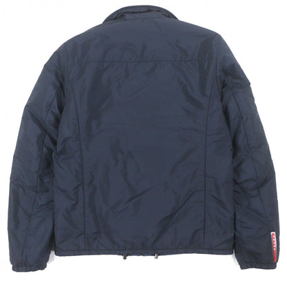 Prada Reversible Zip Up Nylon Jacket with Logo Patch Navy Blue 46 — view 5