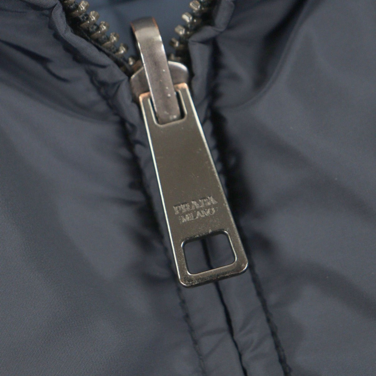 Prada Reversible Zip Up Nylon Jacket with Logo Patch Navy Blue 46 — view 9