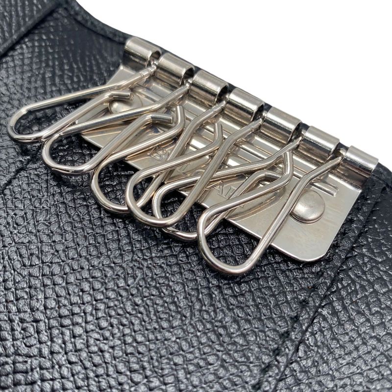 Em0680 Bvlgari 6-ring Key Case 20234 Men's Black Leather Black