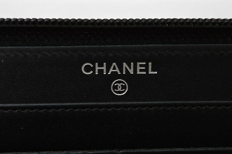 Chanel Wallet Chanel Long Wallet Round Zipper Caviar Skin Black Silver A50071