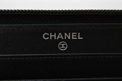 Chanel Wallet Chanel Long Wallet Round Zipper Caviar Skin Black Silver A50071