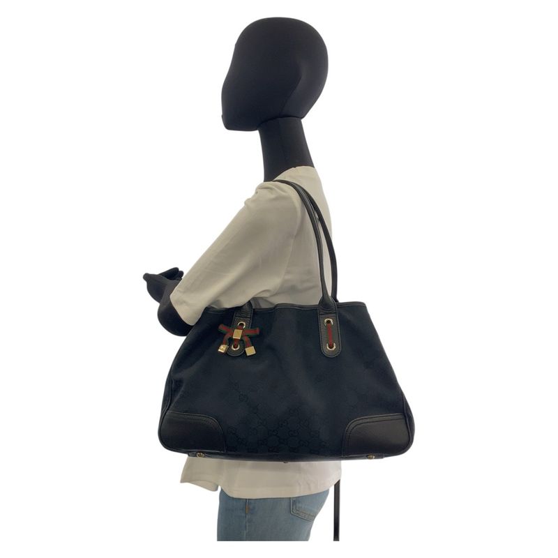 Gucci Sherry Line Princy Black GG Canvas 163805 Tote Bag Shoulder Bag Women
