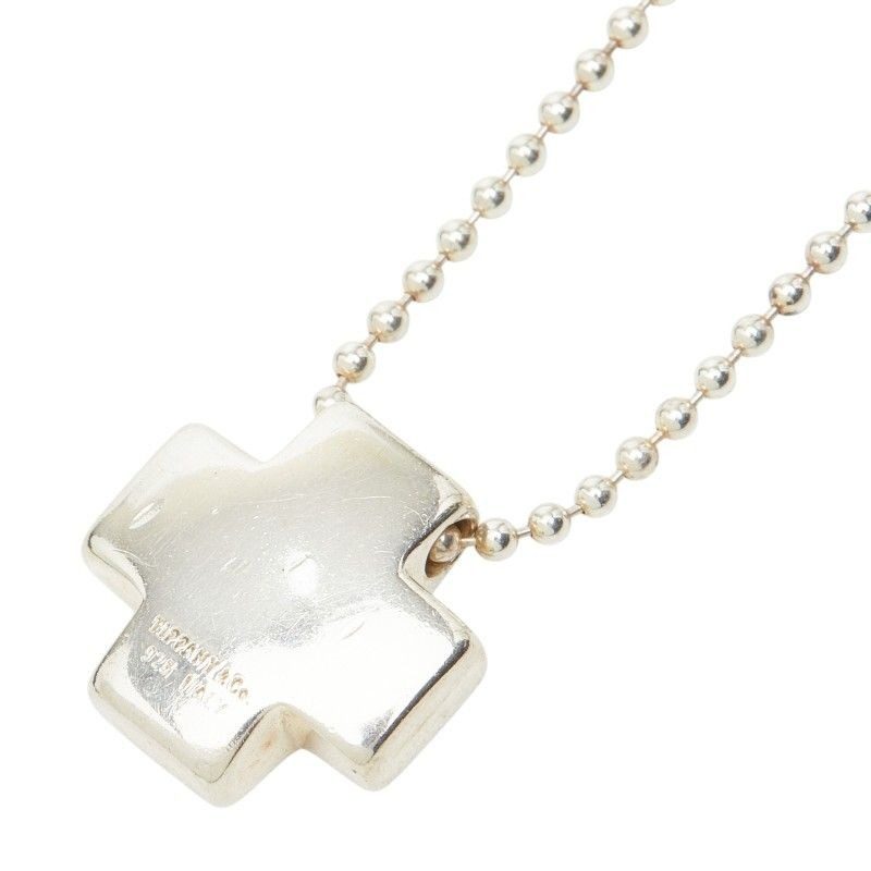 Tiffany & Co Roman Cross Ball Chain Pendant Necklace Silver