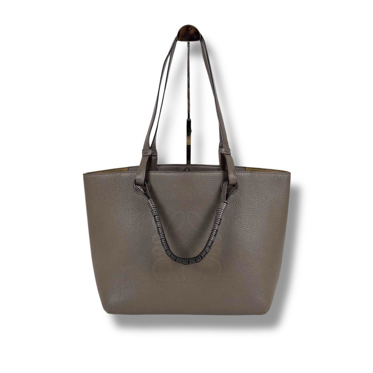 Loewe Anagram 2-Way Tote Shoulder Bag Small Leather Gray