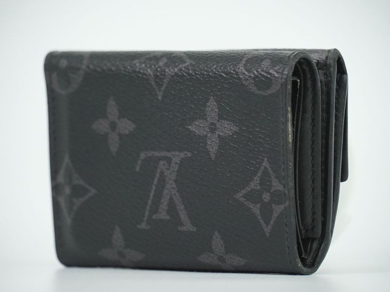 Authentic Louis Vuitton LV Discovery Monogram Eclipse Fold Wallet Black Gray