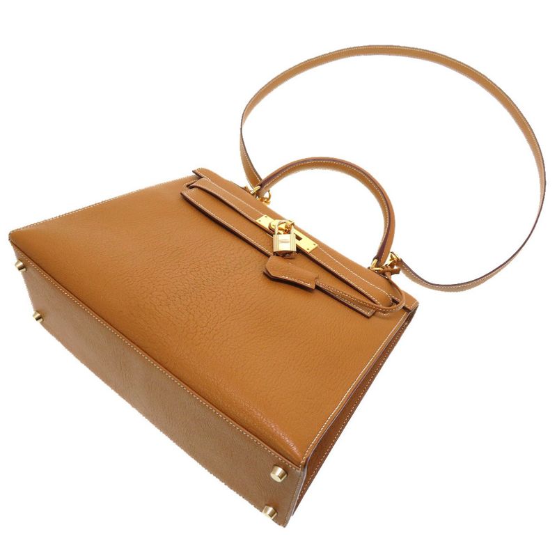 Hermes Kelly 28 Outer Stitching Chevre Coromandel Camel Gold Hardware New