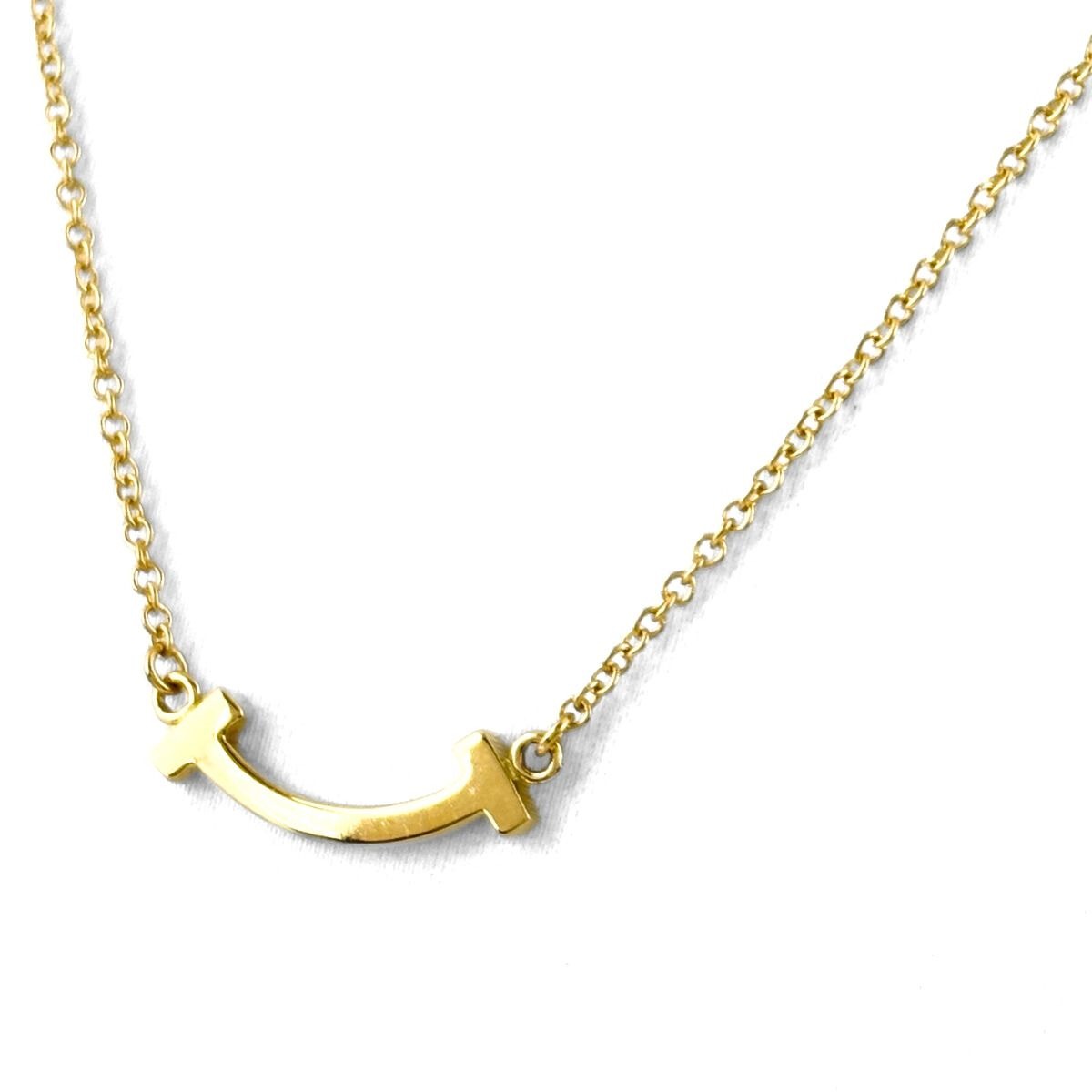 Tiffany & Co T Smile Mini Necklace YG Yellow Gold