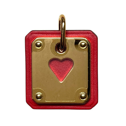 Hermes As de Coule PM Heart Motif Gpxleather Pendant Top Red Gold Brand