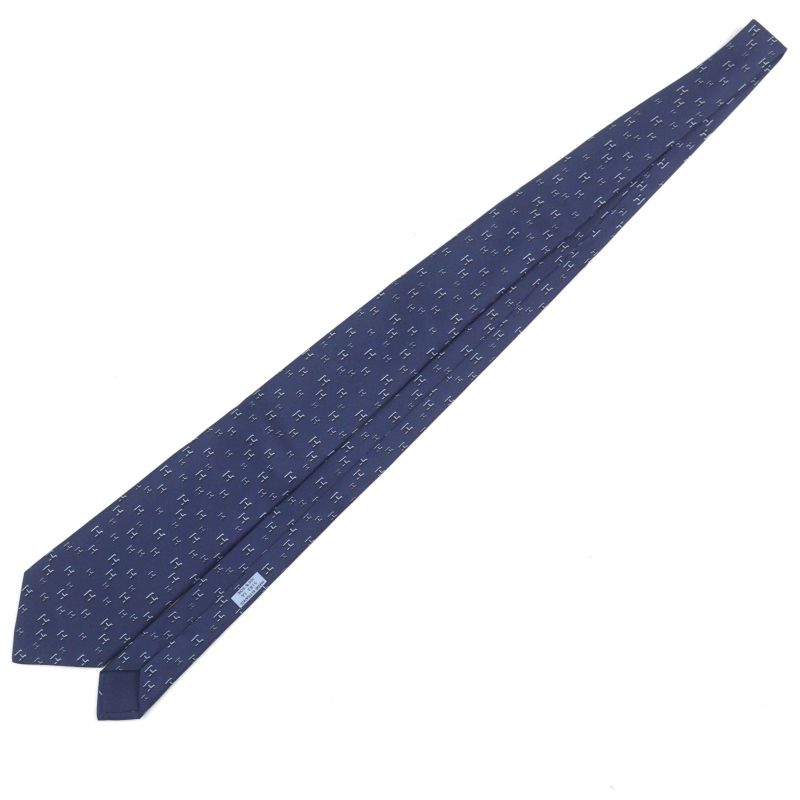 Hermes 5183 IA Cravate 100% Silk H Motif All Over Tie Navy With Box Made In