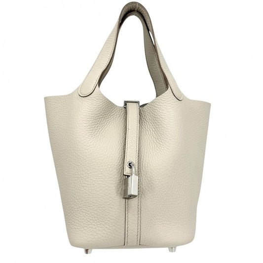Hermes Handbag Picotin Lock PM Leather Ivory Silver