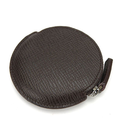 Loewe Coin Case Leather Brown Silver Hardware Anagram Small Round Ladies Men's