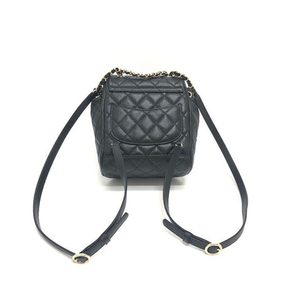 Chanel Backpack Sac Coco Mark As4058 Caviar Skin Black