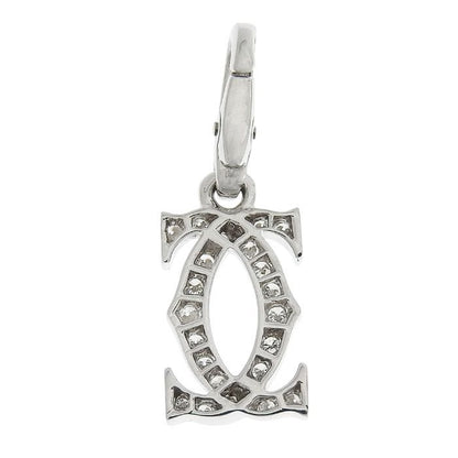 Cartier 2C Diamond Pendant Top 18K White Gold 750 White Gold Diamond Charm