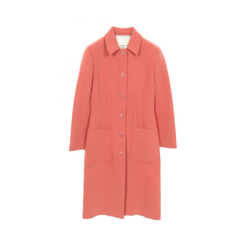 Hermes Stainless Color Coat Serie Button Wool