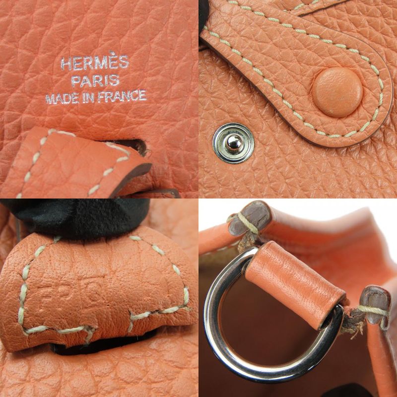 Hermes Shoulder Bag Evelyn TPM Togo Salmon Pink Red Silver Hardware □Q Engraved