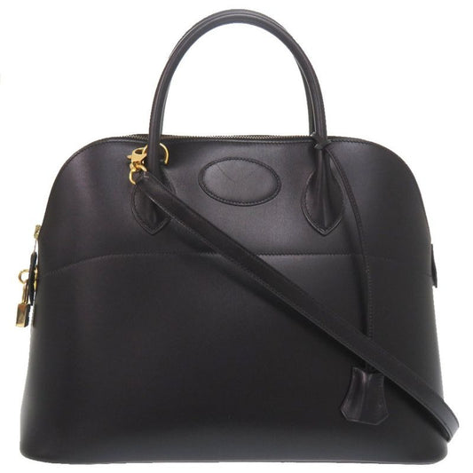 Hermes Bolide 35 Box Calf Black Gold Hardware Handbag 1657