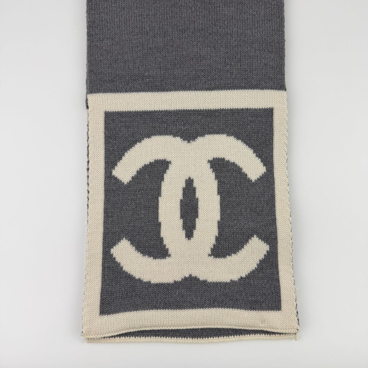 Chanel CC Logo Scarf Wool Silk Two — view 3