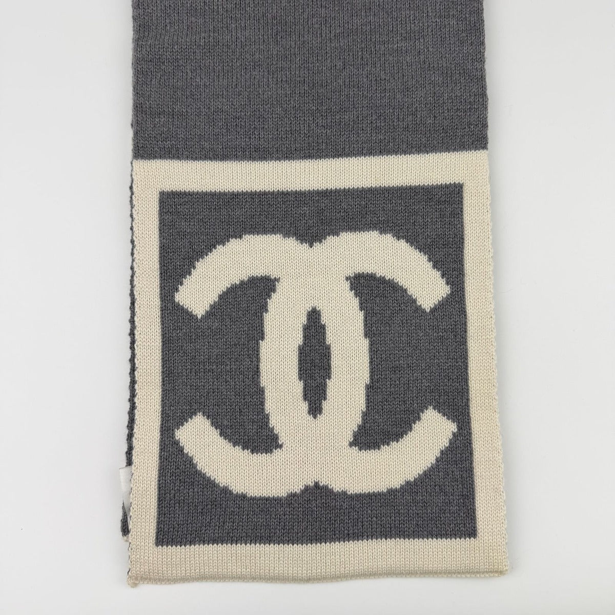 Chanel CC Logo Scarf Wool Silk Two — view 5