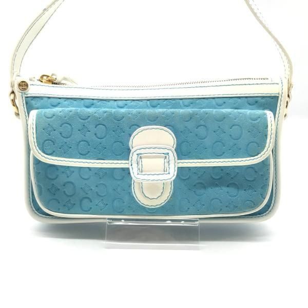 Celine Macadam Suede Hand Bag Blue