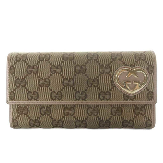 Gucci Brea Heart Wallet Bifold GG Canvas Beige 0959