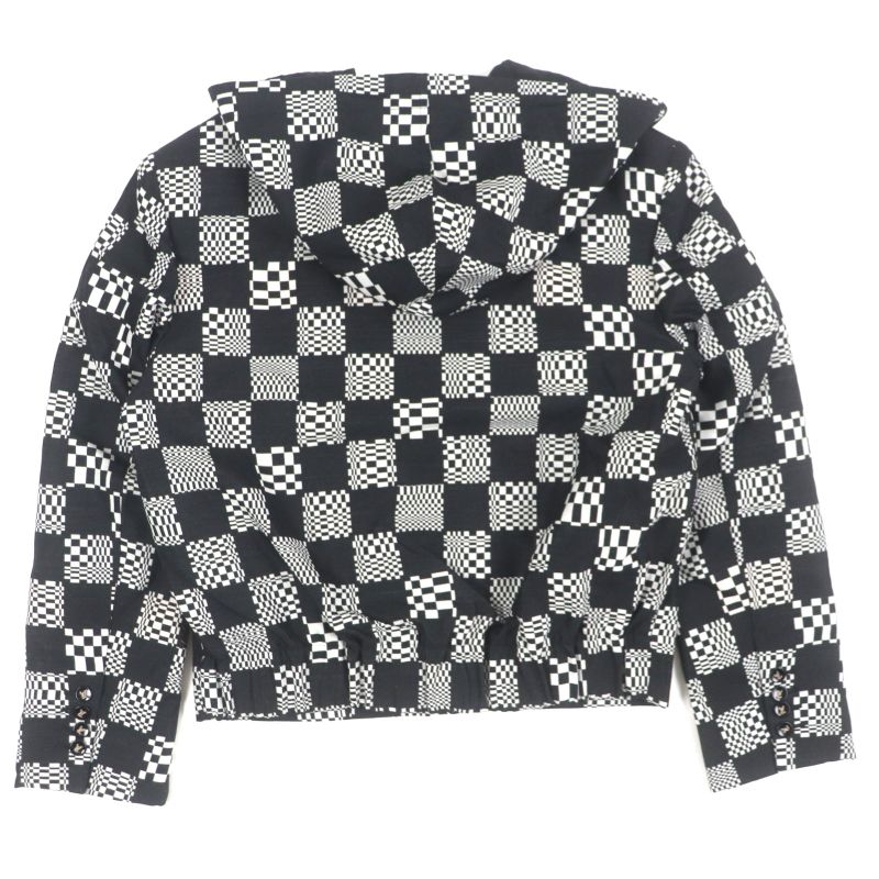  Louis Vuitton Hkb90w Damier Hooded Zip-up Jacket Black White 44 Made In Italy