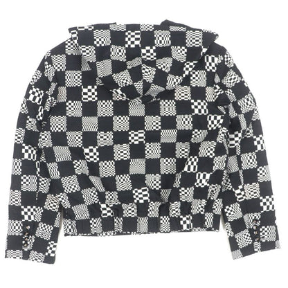  Louis Vuitton Hkb90w Damier Hooded Zip-up Jacket Black White 44 Made In Italy