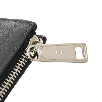 Fendi Clutch Bag Wallet Logo Leather Black Gray 31ka780