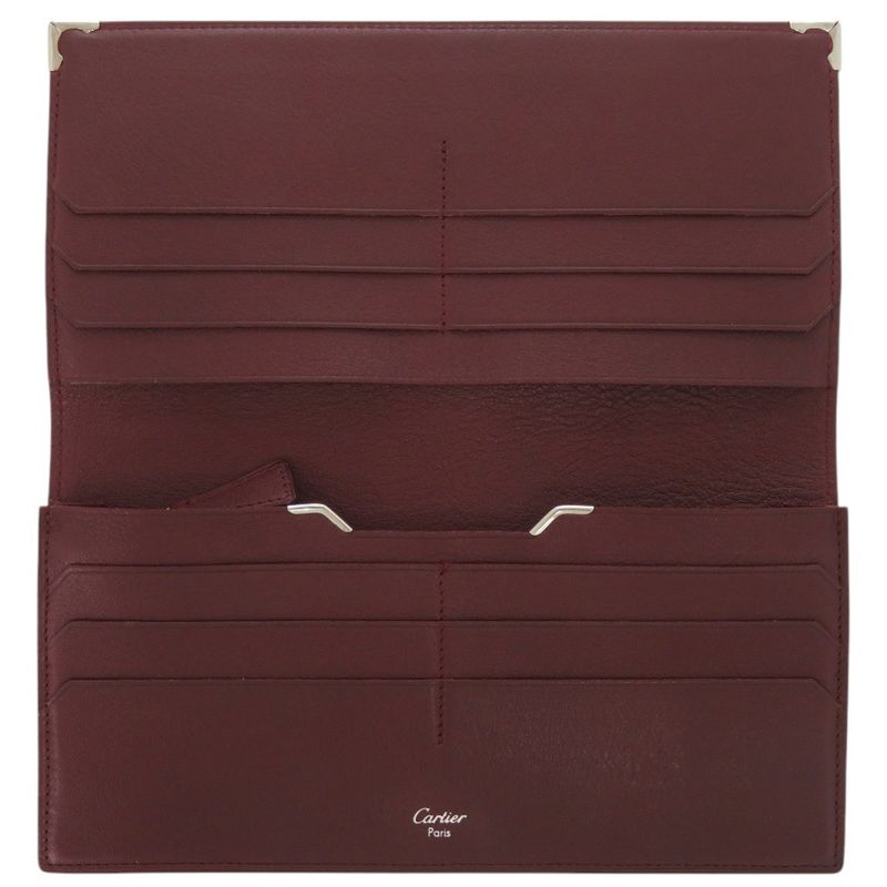 Cartier Calf Leather Bordeaux Long Wallet Red 0992 Cartier
