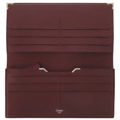 Cartier Calf Leather Bordeaux Long Wallet Red 0992 Cartier