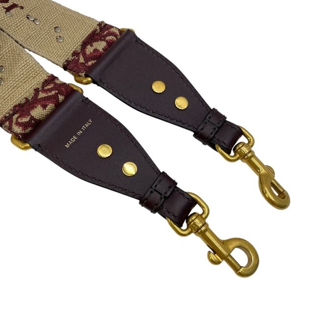 Dior S8520ctzq Medallion Oblique Shoulder Strap Bag Strap Canvas Bordeaux Beige