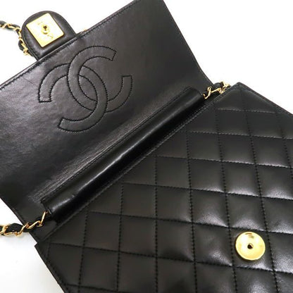 Chanel Chain Shoulder Bag Matelasse Push Lock Black Hardware Officially