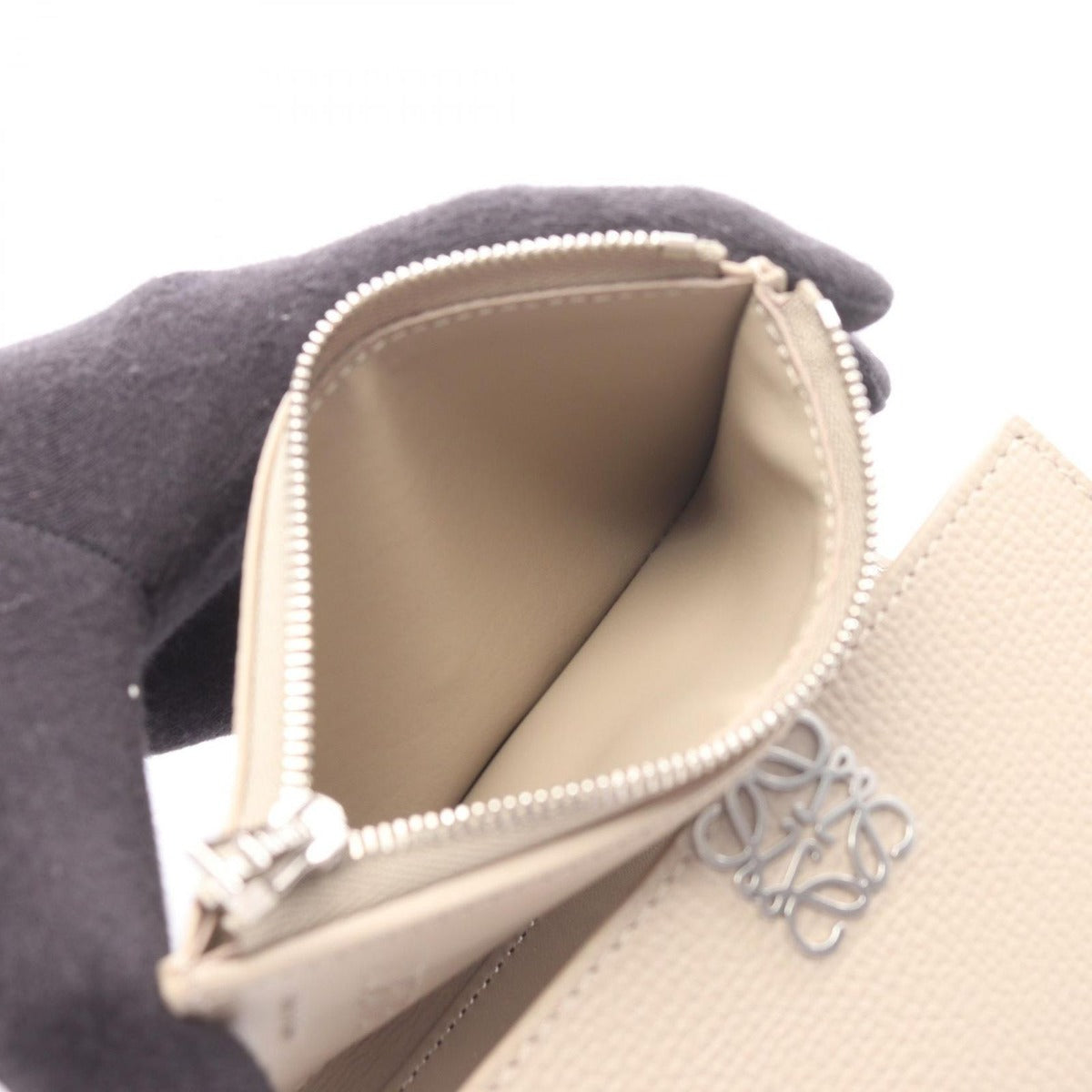 Loewe Trifold Wallet Anagram Vertical Small Gray Leather — view 4