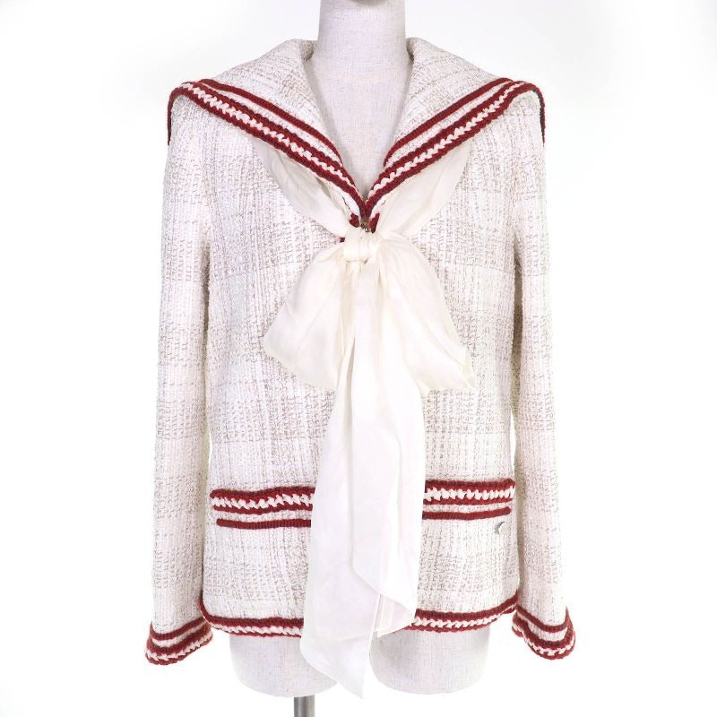 Chanel Coco Mark Ribbon Sarah Color ZIP UP Tweed Jacket