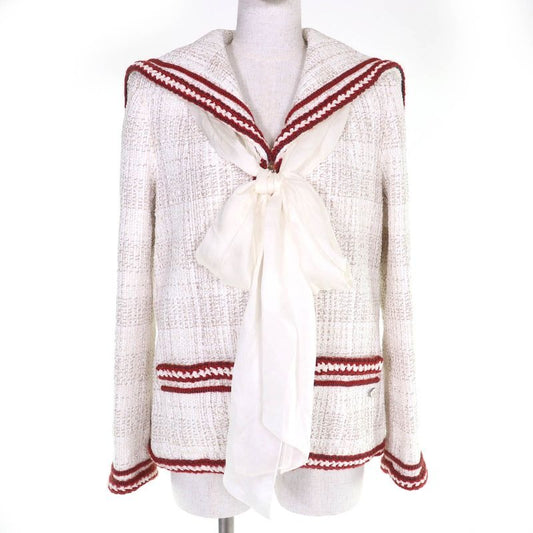 Chanel Coco Mark Ribbon Sarah Color ZIP UP Tweed Jacket