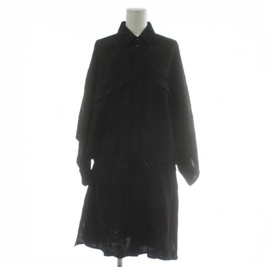 Saint Laurent Paris Shirt Dress Silk 3/4 Sleeve Raglan Knee Length
