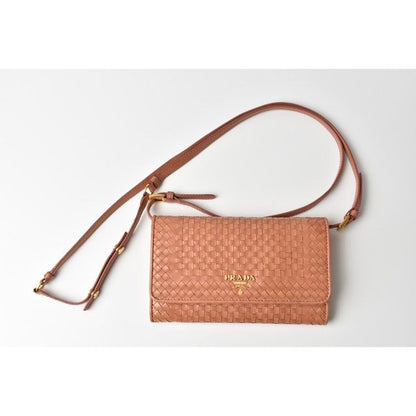 Prada Long Wallet Shoulder 1 M1437 Madras Rose — view 2