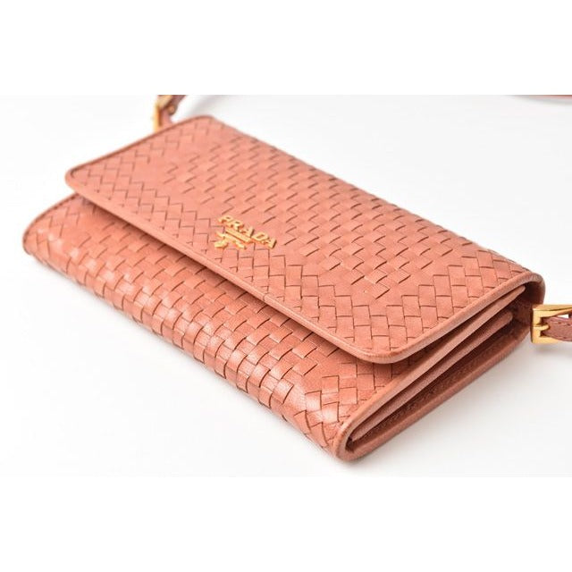 Prada Long Wallet Shoulder 1 M1437 Madras Rose — view 5
