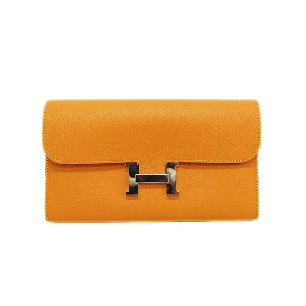 Hermes Constance Wallet Apricot Silver