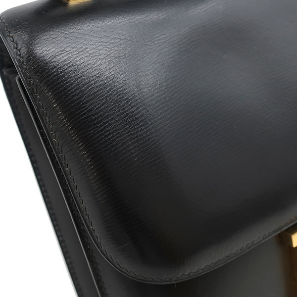 Hermes Shoulder Bag Constance 24 Box Calf Black Gold Hardware Black D Engraved