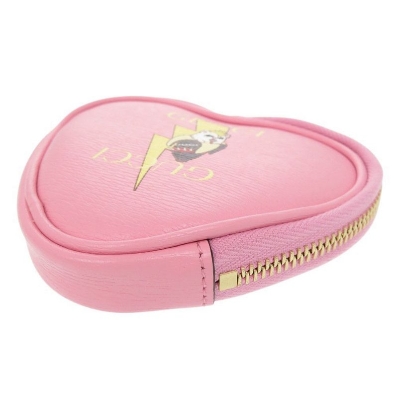 Gucci X Bananya Heart Shape 701062 Leather Pink Coin Case 0415 Gucci